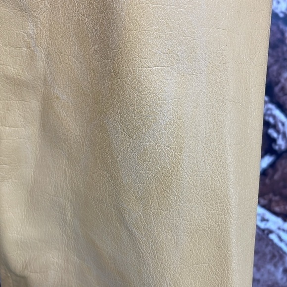 Jessica London Jacket Women's 12 Yellow NWT Leather Coat Snap Buttons Collared - Picture 11 of 17